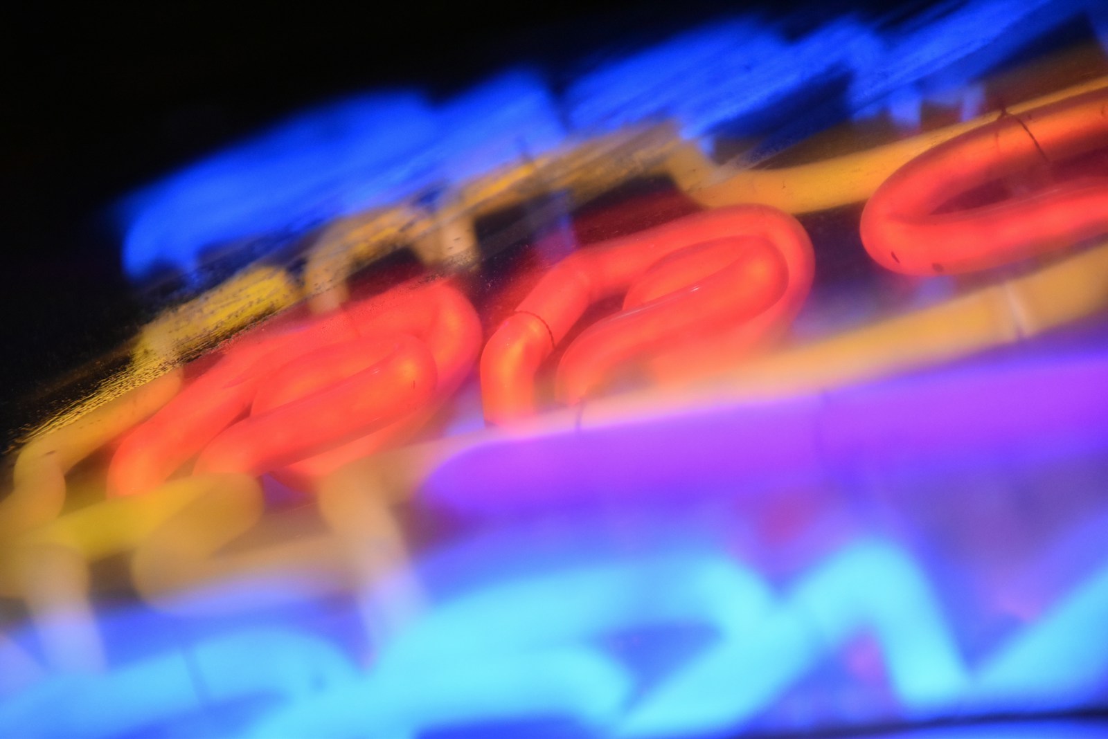 blue and red neon sign